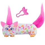 Furby DJ Furblet Berry-Cup-Cake Interactive Plush Toy with Stretchy Body, Music & Silly Sound Effects, Singing Talking Collectible with Keychain Clip, Works with Furby 2023, Toys for Girls & Boys 6+