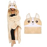 Shoppawhile Corgi Dog Gifts: Women's Fluffy Hooded Blanket, 59 * 51 inch