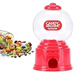 Candy Dispenser, Mini Sweet Machine - Plastic Gumball Vending Machine for Candies or Nuts Less Than 1.5cm in Diameter (Red)