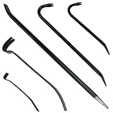 SPARES2GO 5 Piece Crowbar, Long Wrecking Rod & Flat Pry - Demolition Crow Bar Set (60cm 45cm 38cm 30cm 18cm)