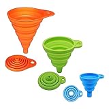 Movstriker 3 Pcs Collapsible Silicone Rainbow Funnels - Small, Foldable Funnel for Water, Oil, Liquid Transfer