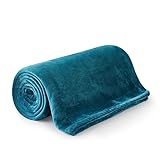 MOONLIGHT20015 Fleece Throw Blanket for Bed - Soft Cosy Fluffy Blankets for Sofa, 400 GSM Silk Touch Warm Double Throws for Audlts, Teal, 150x200 Cm