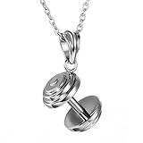 Oidea Mens Stainless Steel Gym Weight Dumbell Pendant Chain Necklace