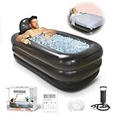 Nevife Inflatable Bathtub for Adults – with Heat-Retaining Cover & Comfort Base, Foldable for Home Relaxation, Ice Baths, Camping Trips | Comes with Hand Pump, XL Size (160x90x50cm)