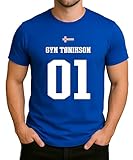 GYN Tønikson 01 Island Flag Funny Viking Fun Motif with Nordic Humour Men's T-Shirt, blue, L