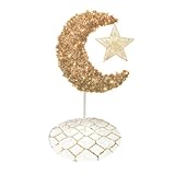 Peacock Supplies Eid Moon Tree Bundle - Gold with Star & Skirt | 5 ft Gold Crescent Shaped Moon, 12m / 120 LED Fairy Lights Operated & Tree Skirt | Sturdy & Easy to Assemble | Indoor or Outdoor Use