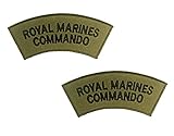 CL Distribution Pair Royal Marines Commando Black on Olive Green Shoulders Flashes/Titles