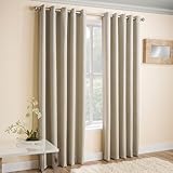 Enhanced Living Vogue Cream 46 x 72 inch (117x183cm) Eyelet Thermal Noise Reducing Dim Out Curtains for Bedroom and Living Room