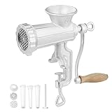 VEVOR Manual Meat Grinder, Heavy Duty Cast Iron Hand Meat Grinder with Steel Table Clamp, Meat Mincer Sausage Maker with 1 Cutting Blade, 2 Cutting Plates, 3 Sausage Tubes for Beef Pepper Mushroom