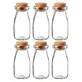 Danmu Art 100ml Mini Glass Jars with Cork Stoppers Milk Glass Bottles Small Favor Jars Yohurt Pudding Storage Jar for Party Favors (100ml-6Pack)