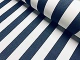 Navy Blue & White Striped DRALON Outdoor Fabric Acrylic Teflon Waterproof Upholstery Material for Cushion Gazebo Beach - 160cm Wide (Sold by The metre)