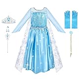 URAQT Ice Queen Princess Deluxe Fancy Costume Snowflakes Train Dress + Accessories 100 For 2-3 years