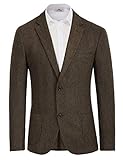 PJ PAUL JONES Harris Tweed British Blazer Men's 2 Buttons Vintage Suit Jacket Business Jacket, A-dark brown, M