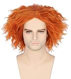 Topcosplay Mens Wig Short Curly Orange Wig Halloween Fancy Dress Costume Wigs