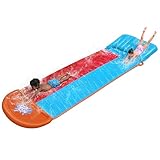 Bestway H2OGO Double Water Slide Age 3+, Tsunami Splash Ramp Double Slide, Inflatable Water Slide with Built in Sprinklers