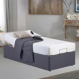 Rebound Pressure Relief Cool Electric Adjustable Bed with Free Headboard & Orthopaedic Pocket Spring Mattress - 5-Motion Movement, Memory Foam, Heat Reduction (Brown, Single (90cm x 200cm))