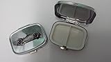 Triumph TR3A Roadster ref269 pewter effect emblem on travel silver rectangular metal pill box