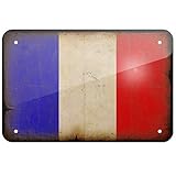 Metal Sign French Flag with a vintage look Metal Tin Sign 8x12 inches