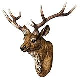 RTGGSEL Retro Faux Stag Wall Mount Mule Deer Simulated Resin Taxidermy Animal Head Ornament Fake Deer Head Sculpture Wall Decor (16.9" X 15.7" X 9.8")