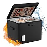 Fireproof Document Box Comic Book Storage Box,39.5 x 38 x 29cm Book Box Large Collapsible Comic Box Oganiser Box with Lock Holds160-180 Comics Heavy Duty Bin Container for Magazines and Comic Books