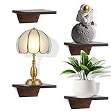 NIUBEST Small Floating Shelves,Speaker Shelf,Trapezoid Wall Shelf for Table Lamp Plants Display,Decorative Wood Ledges Chic for Living Room,Bedroom,Kitchen,Office,Pine,20X15CM,4 Pack(Walnut