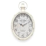 Menterry Small Retro Oval Wall Clock, Antique Old Design, White Vintage Style, Battery Operated Silent Decor Wall Clocks for Kitchen,Bedroom,Farmhouse,Bathroom (11.2" H x 6.7" W)