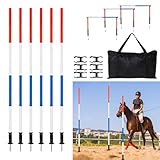 6 Pcs Pole Bending Poles for Horses with Bag, 6FT Adjustable Poles Training Equipment for Horse and Dog,Soccer Equipment for Training(Blue)