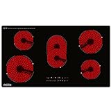 COVERCOOK 90cm Ceramic Hob, 5 Zones Hot Plate Burners Built-in Electric Cooktop with Dual Oval Zone, 8400W, Touch Control, Child Lock, 9 Power Levels, Black