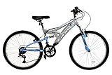 Dallingridge Crossbow Junior Full Suspension Mountain Bike, 24" Wheel, 18 Speed - Grey/Blue