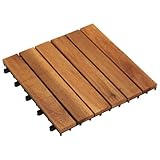 vidaXL Acacia Decking Tiles, Set of 10, 30 x 30 cm, Brown, Weather-Resistant & Durable Wood Material, Easy Plug-in Connection, Versatile Use for Outdoors & Indoors.