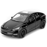 TGRCM-CZ 1/32 Scale Diecast Tesla Model Y Toy Car, Zinc Alloy Pull Back Vehicles Model Car with Sound and Light for Collectors & Kids 3+ Years Old Birthday Gift(Black)