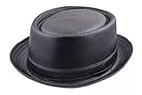 MAZ Faux Leather Look Pork Pie Hat - Black (57cm)