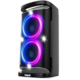 TPBEAT Portable Bluetooth Party Speaker, 160W Peak Powerful Loud Sound Deep Bass Wireless Speaker Large Subwoofer Fast Charging with Led Light Show for Outdoor Home Party Camping