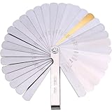 Feeler Gauges Stainless Steel 32 Blades 0.04-0.88 mm (0.0015-0.035 Inch) Feeler Gauge Metric/Imperial for Measuring Gap Width Thickness for Guitar, Spark Plug, Valve, Piston Measure