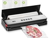 Bonsenkitchen Vacuum Sealer Machine, Multi-Functional, Globefish Technology for High-Speed Continuous Working, Food Vacuum Sealer with 50pcs Vacuum Bags and 1 Roll Bag (Black)
