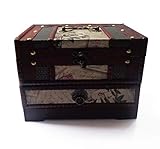 E-isata ISOTO Retro Vintage Wooden Jewelry Box Storage box Organizer Container Case Chest Trinket Box With mirror For Gilrs Girlfriend Women for Mother's Day 22 * 16 * 16cm (Style 1)