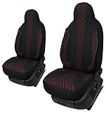 Seat Covers for Drivers and Passengers Compatible with Motorhome Pössl Weinsberg Knaus Adria Dethleffs Fendt Carthago Bürstner Eura Mobile Pilot Laika Kabe Chausson Hobby PL402 (Black/Red)