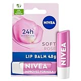 NIVEA Soft Rose Lip Balm (4.8g), Lip Balm with Shea Butter, Natural Oils and Vitamins, Lip Care Offers 24h Deep Moisture and Underlines Natural Rosiness of Lips
