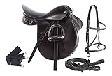 SHOWMEN CRAFT horse riding english saddle tack set leather leathers irons stirrups bridge REINS girth inch all purple show jumping trail equestrian starter pack