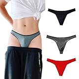 KUKUMOOD Men's Cotton Thong Sports T-back Sexy Classic Black/Red/Grey 3 Pack (L)