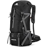 Ezmina 70L Hiking Backpack with Rain Cover Lightweight Camping Rucksack for Men Women Large Trekking Bag Waterproof Travel Backpacking Hiker Daypack for Touring Climbing Outdoor Sport Mountaineering