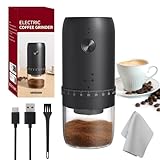 HOTUT Electric Coffee Bean Grinder, Electric Coffee Grinder with 40 Gears Adjustable Settings, Portable Cordless Conical Burr Coffee Grinder, USB Rechargeable, for Home, Office, Travel, Camping, Black