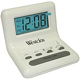 Westclox 47539 White LCD Alarm Clock with Light On Demand, 0.8-Inch