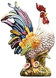 FBWSM Statues Collectibles Statues and Figurines Ceramic Rooster Large Colored Chicken Decoration Garden Home Rooster Decoration