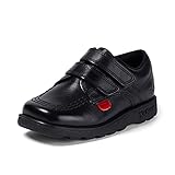 Kickers Boy's Fragma Lo Twin Strap Leather School Shoes | Extra Comfortable | Added Durability | Premium Quality, Black, 10 UK Child