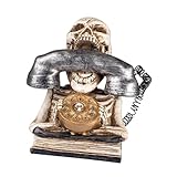Harilla Skull Telephone Statue Haunted House Decor Sculpture Resin Figurine Halloween Decoration for Living Room Tabletop Indoor Home