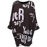 Storm Island® Women Italian Top Graffiti Print Shirt Ladies Plus Size Baggy T-Shirt Women Quirky Italian Forever Young Loungewear Crew Neck Pullover Summer Shirt for Girls UK Size 14-22
