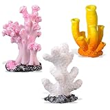 3PCS Mini Coral Reef Decor Set, Artificial Colorful Coral Ornaments for Fish Tanks, Aquarium Decorations - Saltwater & Freshwater Tank Accessories