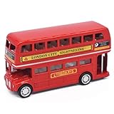 Classic Taxi Bus Double Decker Red Bus Models Toy, Metal Die Cast Free Wheeling Action Toy,Models Pull Back City Bus Accessories ModelsToy for Kids and Collectors -O