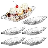 WOPPLXY 6 PCS Banana Split Dish Boat, Glass Sundae Ice Crean Dish, Dessert Dish Serving Bowl 180ML